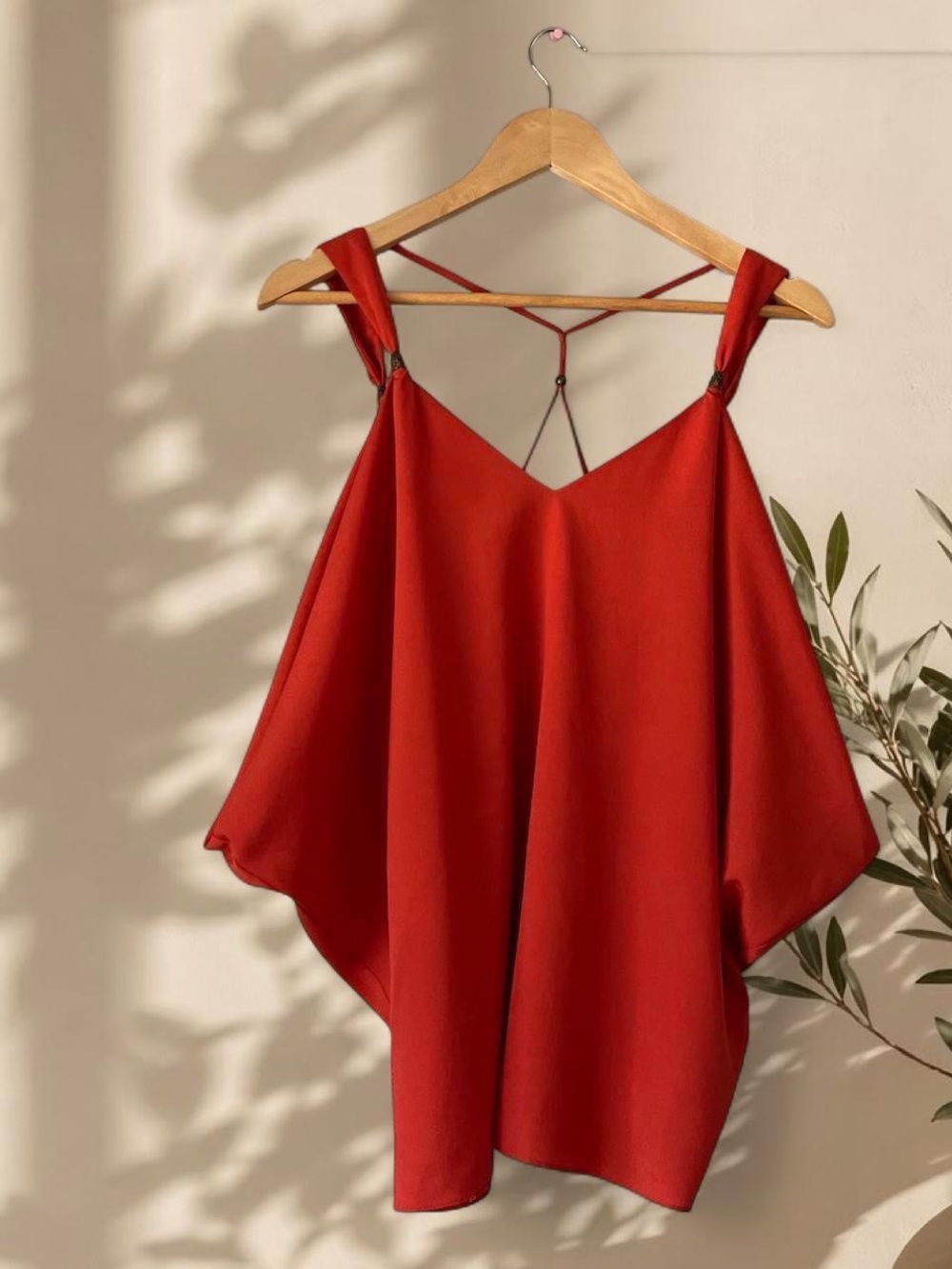 Classic 2000s BEBE Strappy V-Neck Draped Blouse